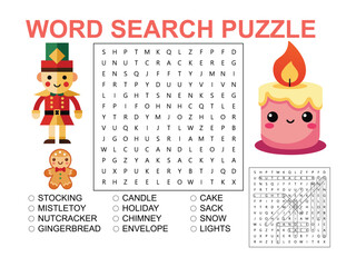 Word search game puzzle for kids