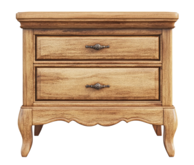 Vintage wood nightstand isolated on transparent background