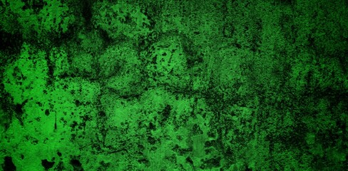 the long wall background is green, blank uncoated canvas or scrim for background long and wide panoramic banner background from rough linen dark green cloth or burlap