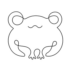 frog_lineMinimalist contour continuous design of cute frog with transparent background	
