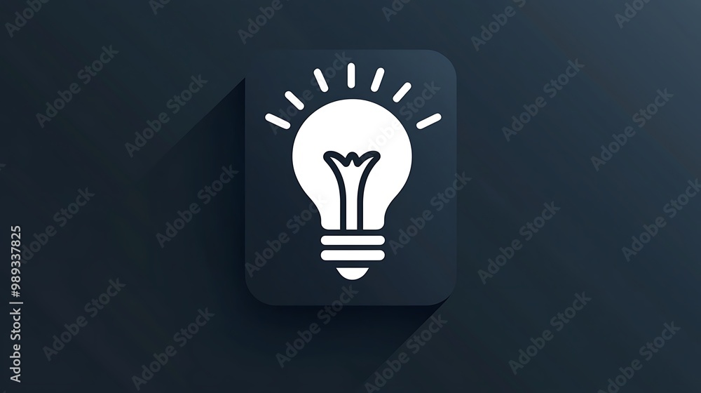 Poster bright idea - modern vector light bulb icon with spark on dark background