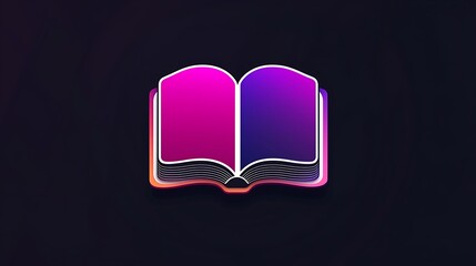 Minimalist Vector Book App Icon with Turning Pages on Dark Background
