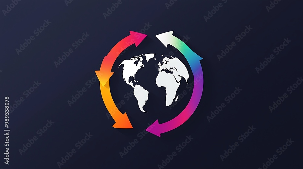 Poster minimalist vector app icon of global connectivity on dark background
