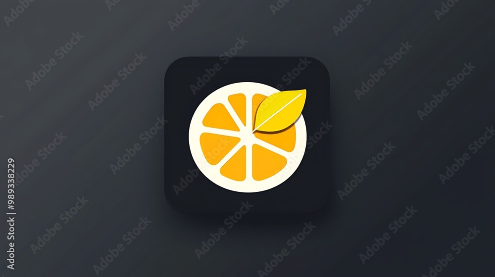 Poster refreshing lemon slice vector icon on dark background