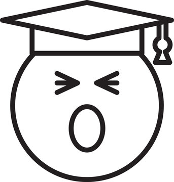 surprised graduate emoji in black outline clip art preview