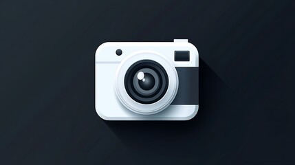Modern Minimalist Camera Icon with Flash on Dark Background