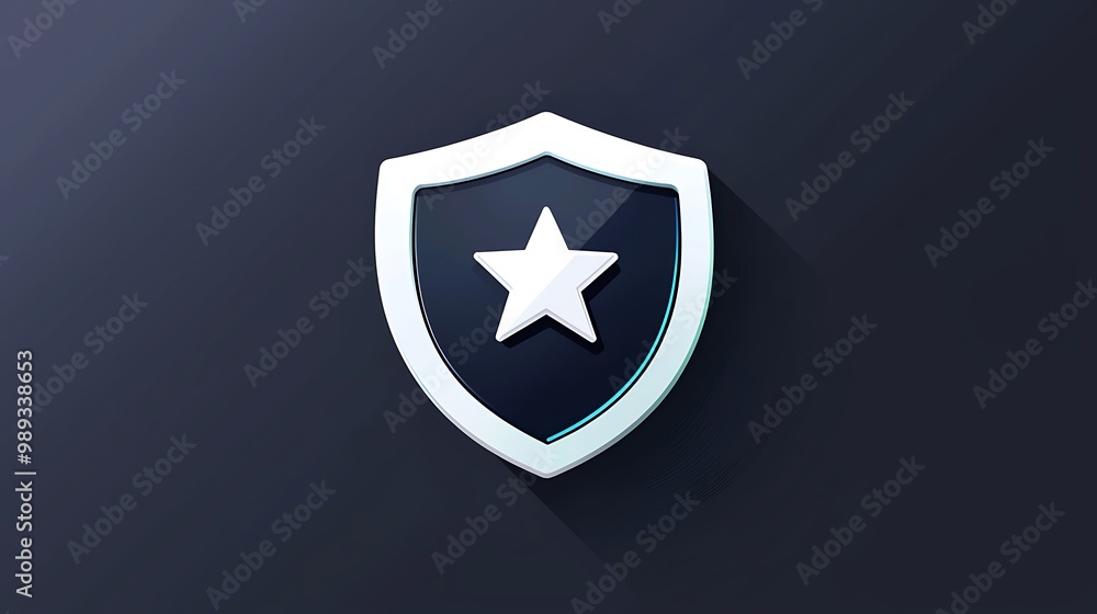 Poster modern minimalist shield star vector app icon on dark background