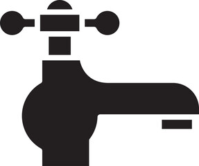 Faucet and Pipe Glyph Icon