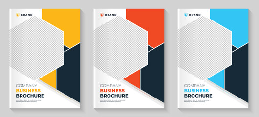 Corporate annual report cover brochure cover or book cover template. Company profile cover layout. Annual report brochure book cover design set.