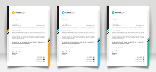 Abstract business letterhead template design for business project. Corporate letterhead design with color variation bundle. Creative Office letterhead layout with company logo and icon.
