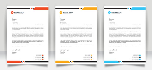 Abstract business letterhead template design for business project. Corporate letterhead design with color variation bundle. Creative Office letterhead layout with company logo and icon.