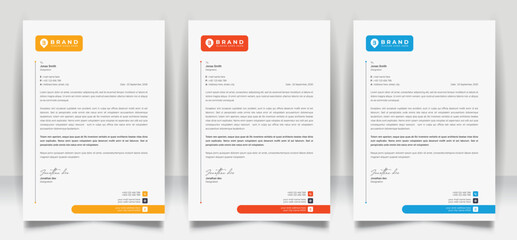 Abstract business letterhead template design for business project. Corporate letterhead design with color variation bundle. Creative Office letterhead layout with company logo and icon.