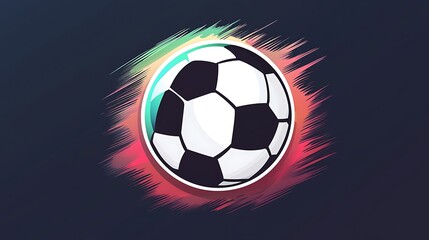 Naklejka premium Energetic Soccer Ball Vector App Icon on Dark Background with Clean Design and Flat Colors