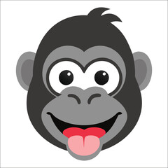 Obraz premium Vector hand drawn cartoon gorilla funny face illustration