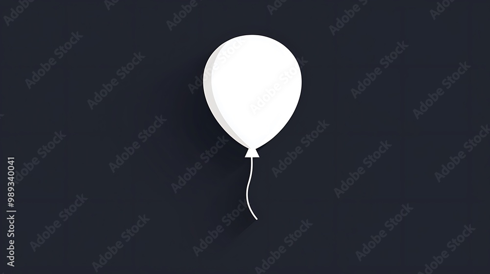 Poster minimalist white balloon vector icon on dark background - joyful floating app symbol design