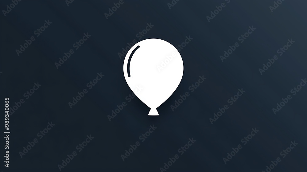 Poster minimalistic joyful vector app icon of floating balloon on dark background