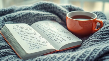  open notebook with handwritten positive affirmations or gratitude entries