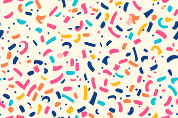 Obraz premium Falling colorful confetti flat design seamless pattern background.