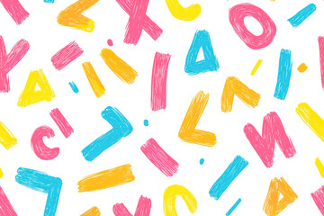Letters on white background with seamless pattern.
