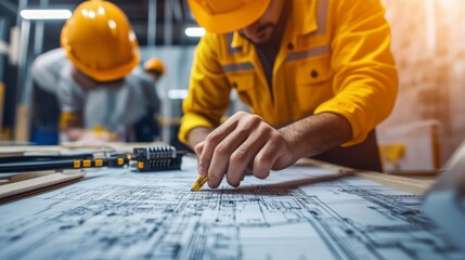 A project manager coordinating with electricians and other trades, ensuring seamless integration of electrical systems in a large construction project,