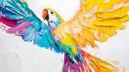Fototapeta premium Oil Painting, Watercolor, Macaw, Colorful Parrot, Abstract Image, Texture, Pattern Background, Wallpaper, Cover and Screen of Smartphone, PC, Laptop, 9:16 and 16:9 Format
