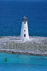 old lighthouse ruin at nassau harbour, bahamas