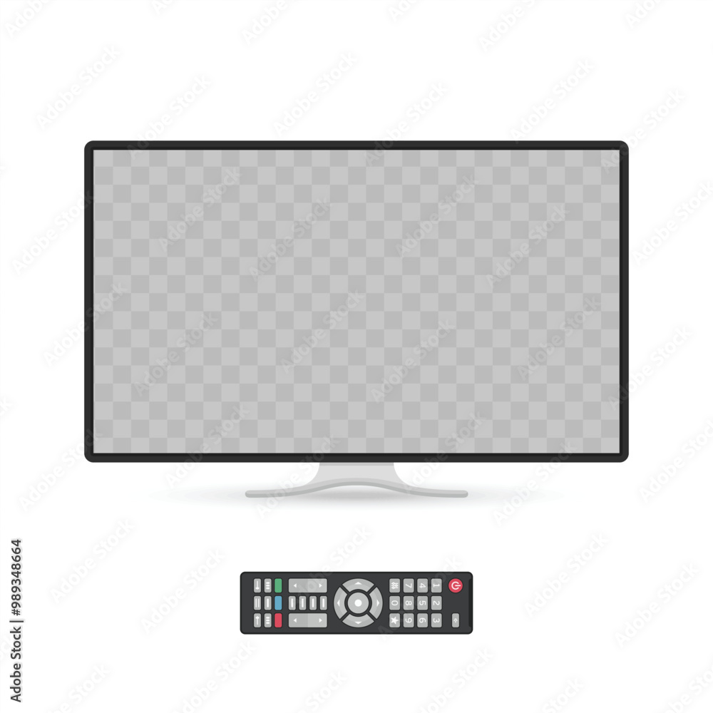 Poster empty tv with reflection and transparency screen isolated. blank screen lcd, plasma, panel or tv for