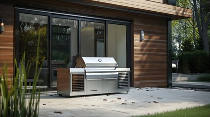 Stainless Steel Grill on Patio
