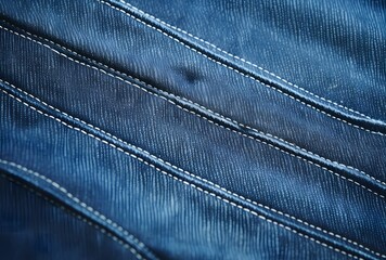 Blue Denim Fabric Texture with Stitching