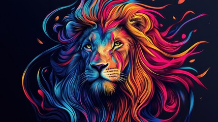 Abstract Colorful Lion