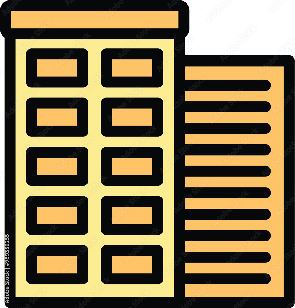 Poster simple colorful icon of a multi storey building representing modern architecture