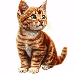 Obraz premium Illustration of Cute Pixie Bob Cat on White Background