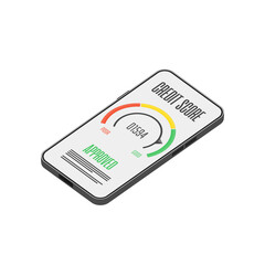 Fototapeta premium Credit score indicators or gauges on smartphone screen. Manometer on mobile phone. Financial history assessment of credit Score meter.