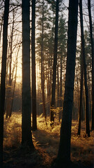 Obraz premium A forest where the trees seem to whisper and glow with an inner light during the twilight