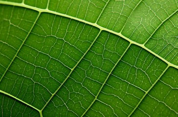 Obraz premium Close-up Green Leaf Texture with Symmetrical Lines