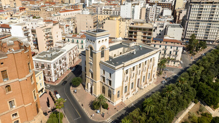 Aerial view of the Post Office building in Taranto, Italy.