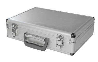 Aluminum suitcase isolated on a white