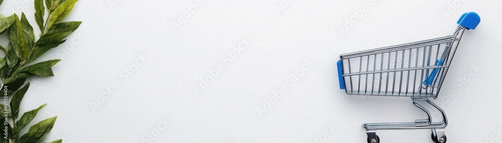 Poster shopping cart with filters and greenery background