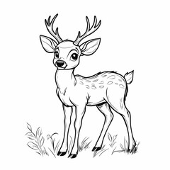 Fototapeta premium Cute Deer Illustration with Antlers