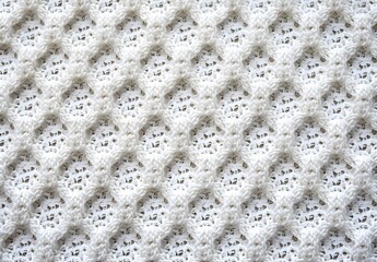 White Knit Fabric Hexagon Mesh Texture