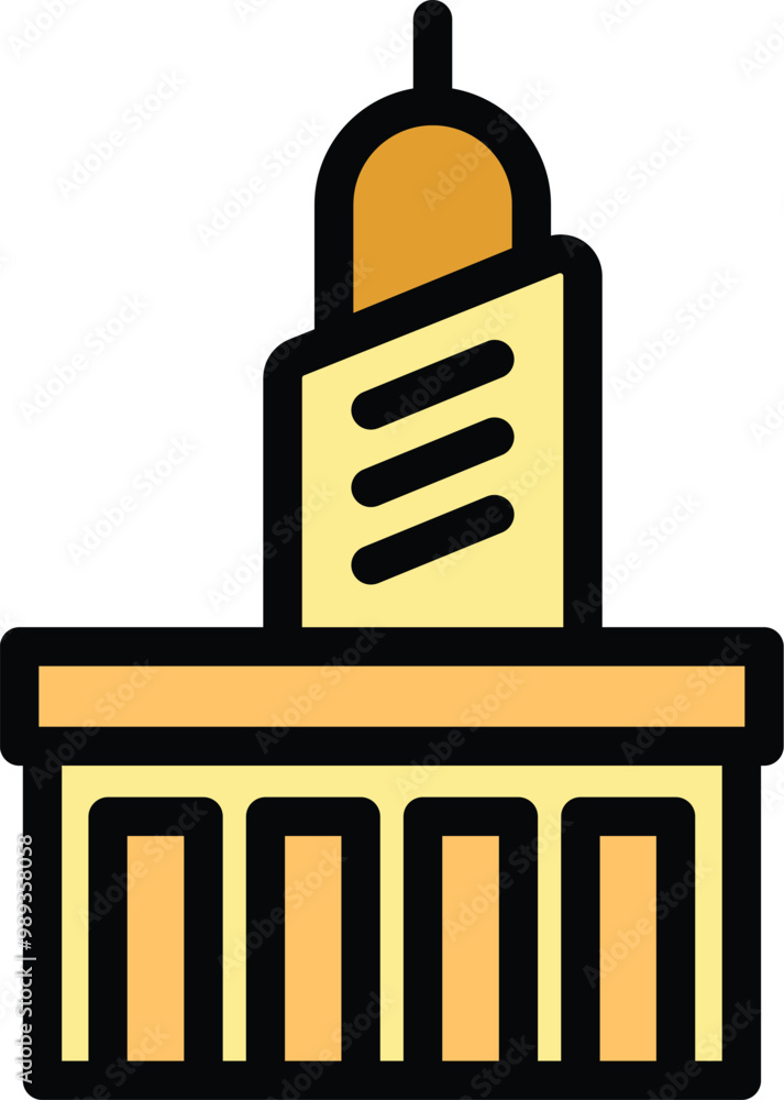 Poster simple modern three color building icon representing modern architecture