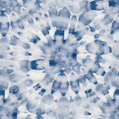 Fototapeta premium Blue Tie Dye Swirl. Round Seamless Grunge. Spiral Japanese Repeat. Blue Swirl Background. Vector Navy Pattern. Dyed Print Tie Dye. Circle Batik. Seamless Pastel Tye Dye. Tie Dye Circle Swirl.