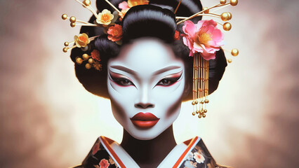 Fusion Geisha Portraits with Afro-Asian Elements