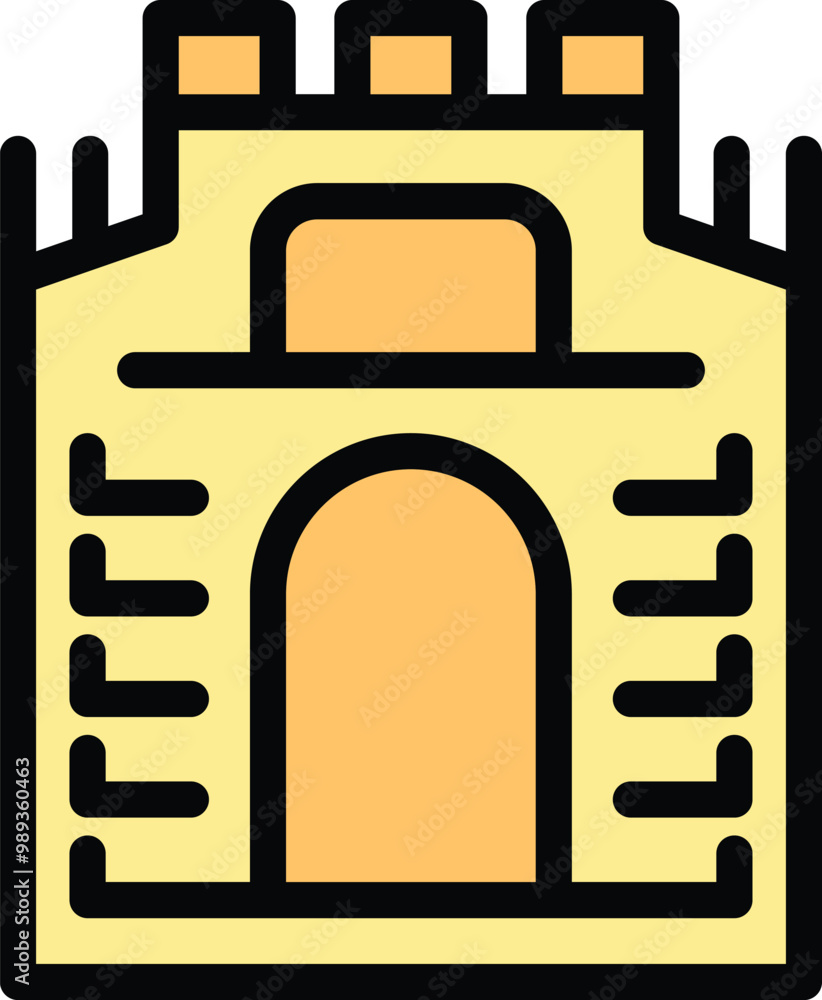 Poster simple drawing of a medieval castle gate with an arch, suitable for history or architecture projects