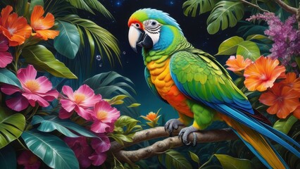 Obraz premium blue and yellow macaw ara created with generative AI software