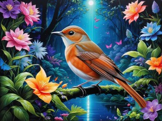 blue and yellow macaw ara created with generative AI software