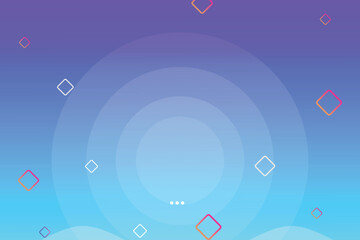 Abstract background with blue and purple gradient and colorful diamond shapes.