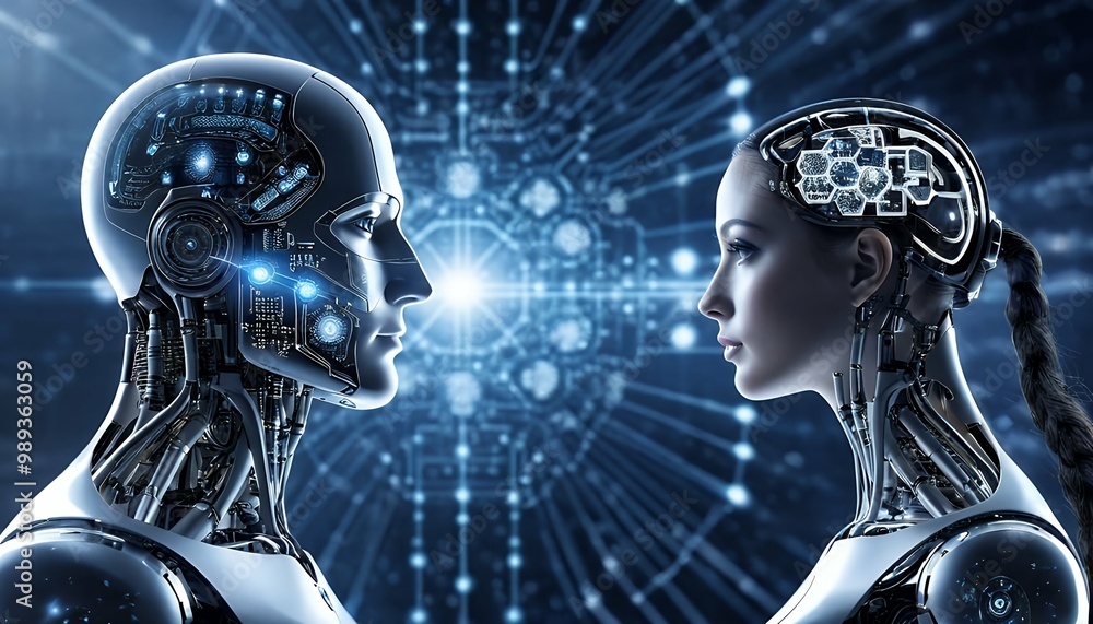 Poster kunstliche intelligenz illustration konzept artificial intelligence cyberspace computer web text dat
