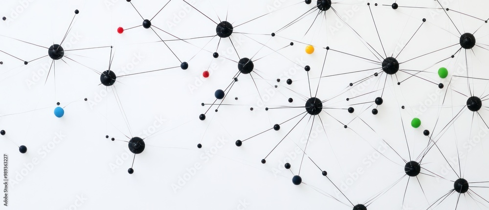 Poster abstract ilustration of network connection with connected dots and lines