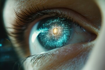 Close-up of human eye with digital enhancements